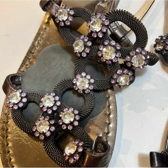 Emanuela Caruso Capri Women’s Sandals Size US 6 Crystal Flowers Made In Italy - Picture 3 of 10